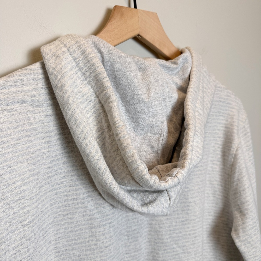 Jachs New York Mens S Recycled Fleece Henley Hoodie Gray Striped Drawstring Eco - Picture 6 of 13